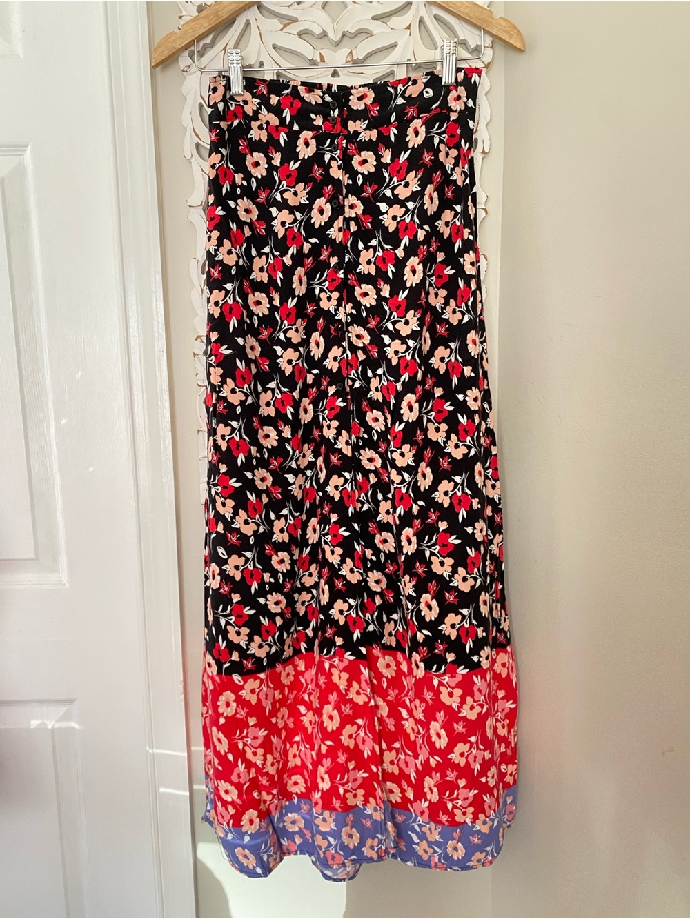Express Tiered Floral Maxi Skirt VTG Y2K 90s Cottagecore Boho Beach Sz Xs
